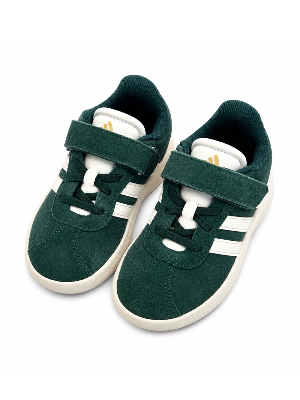 adidas Kids Green Suede Sneakers with White Stripes